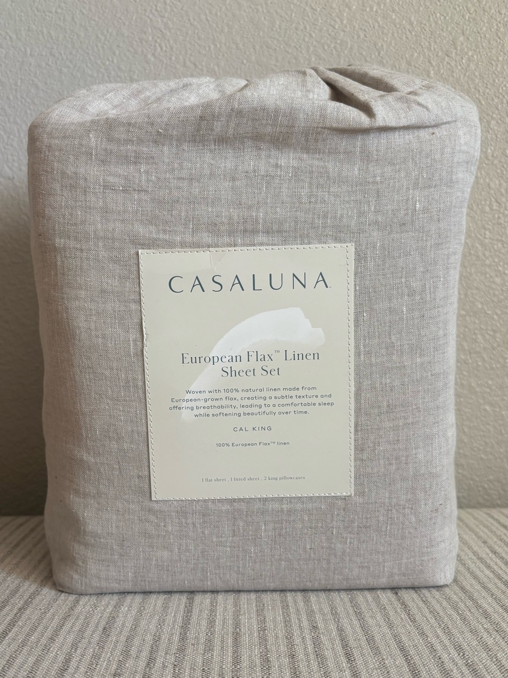 NWT California King 100% Linen Sheet Set Natural - Casaluna